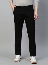 Genips Men's Black Cotton Stretch Caribbean Slim Fit Solid Trousers